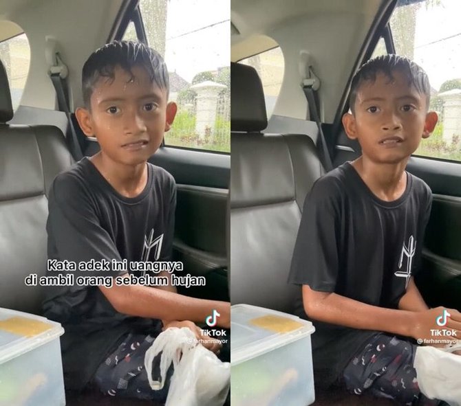 Viral Aksi Bocah Duduk Termenung Saat Hujan, Ternyata Uangnya Ludes ...