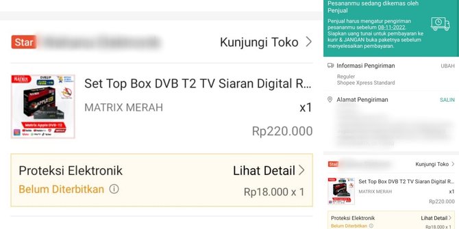 pesanan stb yang dibeli via online