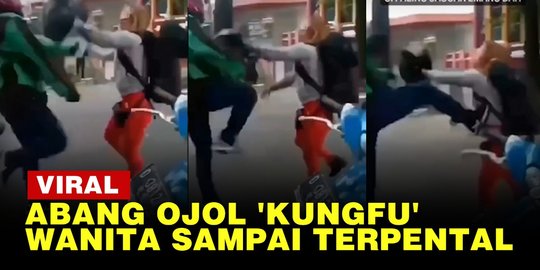 Video Driver Ojol Keluarkan Tendangan Kungfu Bikin Wanita Terpental