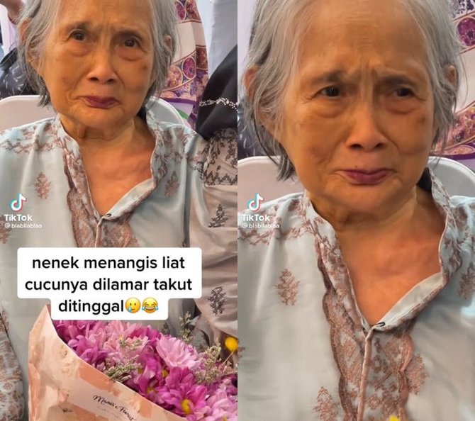 Viral Nenek Menangis Lihat Cucunya Dilamar Bikin Warganet Haru