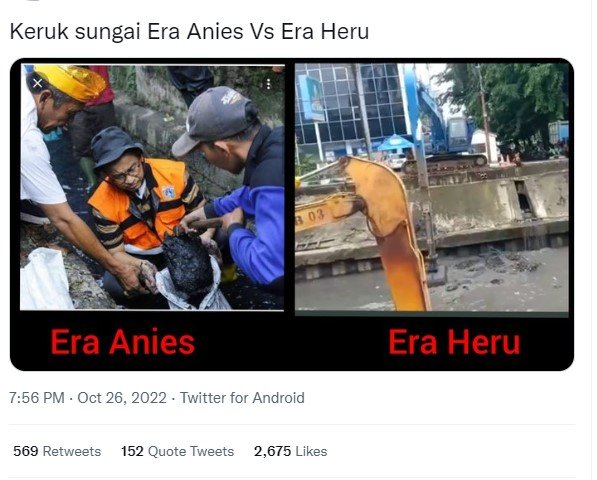 CEK FAKTA: Viral Foto Bandingkan Pengerukan Sungai Era Anies dan Heru, Ini Faktanya