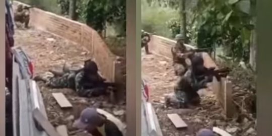 Nekat, Viral Pemuda Santai Makan di Dekat Tentara Adu Tembak