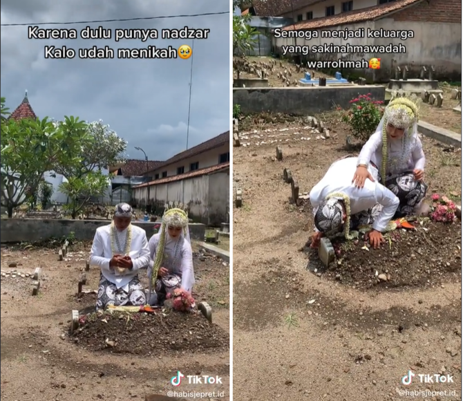 viral pengantin pria ini minta foto di makam ibuda tercinta bikin haru