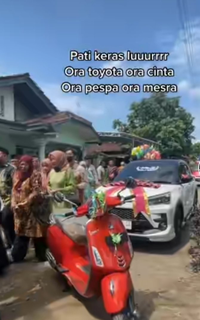 viral seserahan mewah ala pengantin di pati beri mobil dan motor