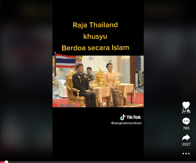 momen raja thailand khusyu ikut berdoa secara islam