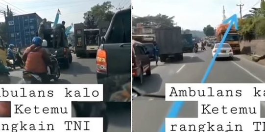 Salut, Konvoi Alutsista TNI Langsung Menepi Beri Kesempatan Ambulans Lewat
