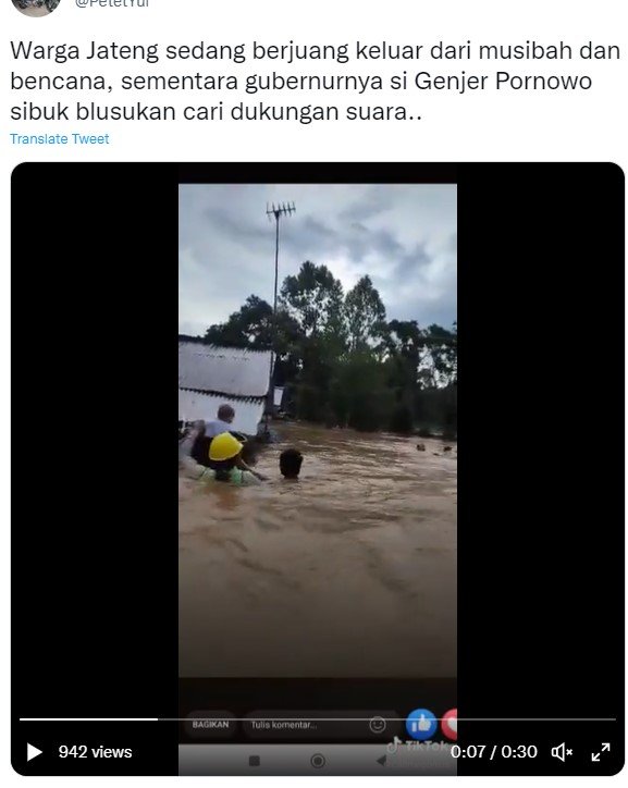 cek fakta video banjir di jateng ini saat ganjar sibuk blusukan