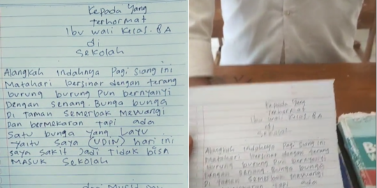 Surat Izin yang Dibuat Siswa SMP Ini Curi Perhatian, Isinya Begitu Puitis