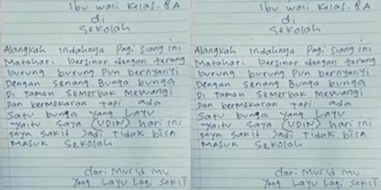 Sepucuk Surat Izin Siswa SMP ke Wali Kelas Bikin Senyum, Isinya 'Bunga yang Layu'