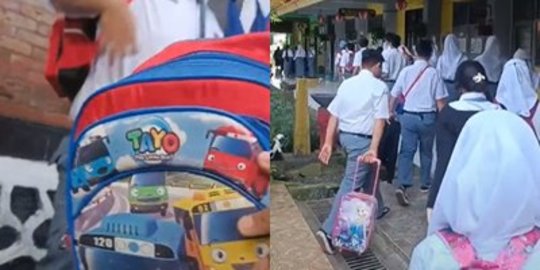 Bikin Gemas, Anak SMA Ini Kompak Semua Pakai Tas Anak-anak