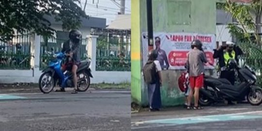 Momen Polisi Berhenti Lihat Dua Pelajar Tak Bisa ke Sekolah, Lakukan Hal Tak Terduga