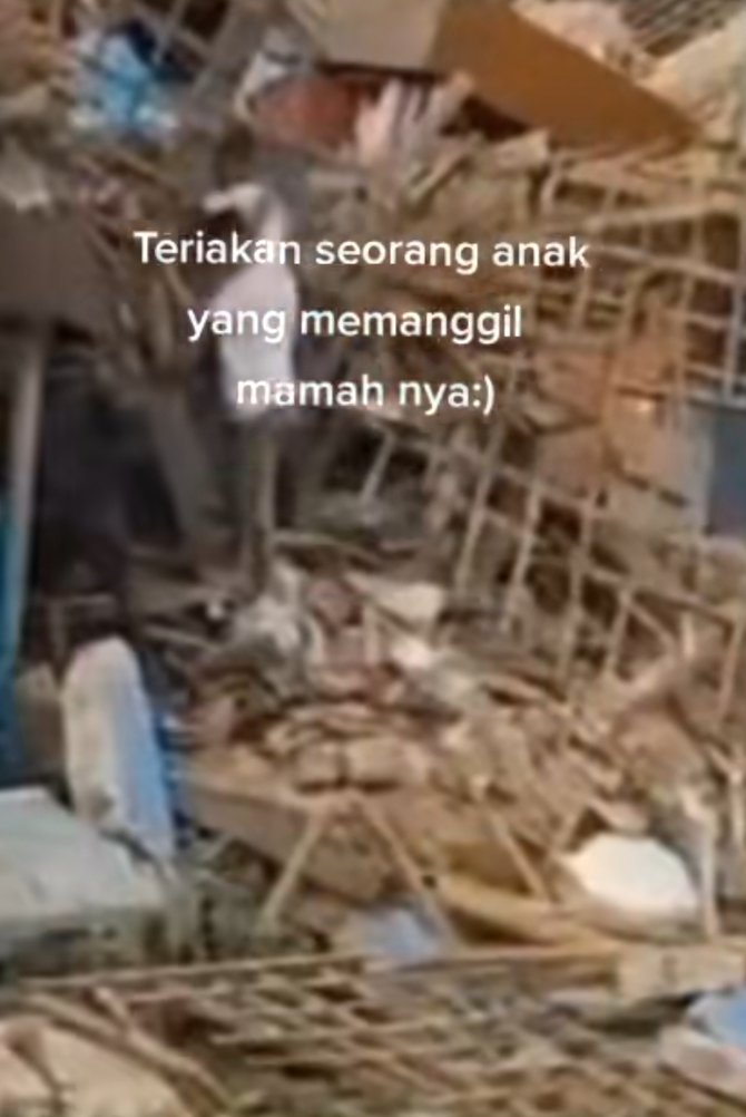 viral video bocah teriak panggil ibunya di reruntuhan gempa cianjur bikin nyesek