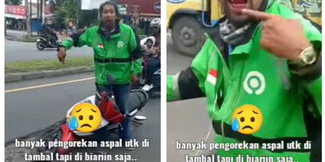 Viral Ojol di Medan Protes Usai Jatuh di Jalan Raya, Aspal Terkelupas Jadi Sebab