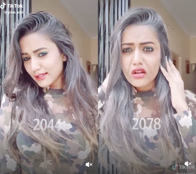 influencer gima ashi mencoba efek 2078 untuk age challenge di tiktok