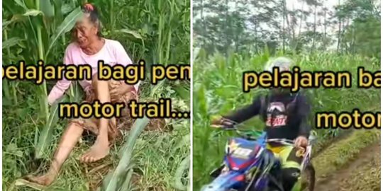 Viral Nenek Menangis Histeris, Kebun Jagungnya Rusak Dilindas Motor Trail