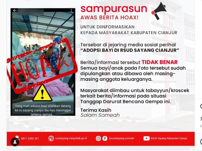 cek fakta hoaks info adopsi bayi korban gempa cianjur