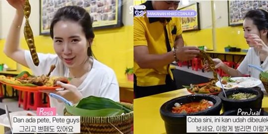 Wanita Korea Cantik Santap Masakan Khas Sunda, Bingung Cara Makan Petai