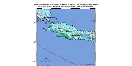 Gempa Garut Magnitudo 6,4 Berpusat di Darat, Getaran Terasa pada Sejumlah Daerah