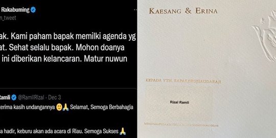 Rizal Ramli Tak Bisa Hadir Kaesang Nikah, Gibran 'Paham Agenda Bapak Super Padat'