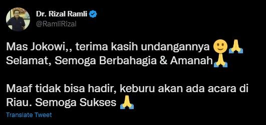 Rizal Ramli Tak Bisa Hadir Kaesang Nikah Gibran Paham Agenda Bapak Super Padat Merdeka Com