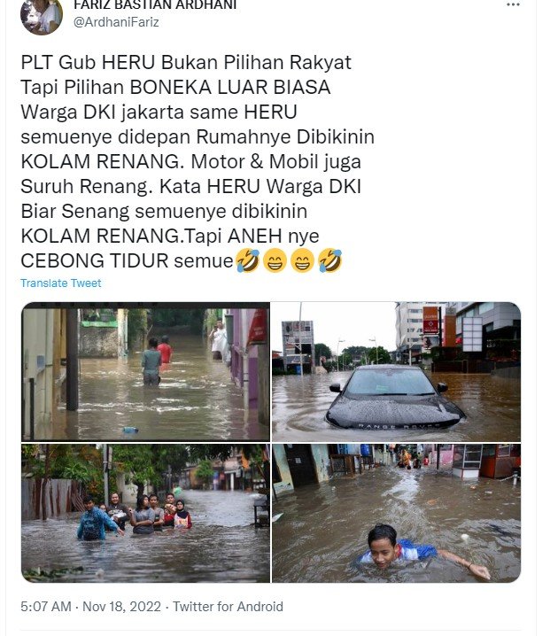 cek fakta foto banjir jakarta ini bukan di era kepemimpinan pj gubernur dki heru