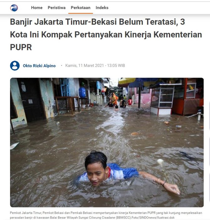 cek fakta foto banjir jakarta ini bukan di era kepemimpinan pj gubernur dki heru