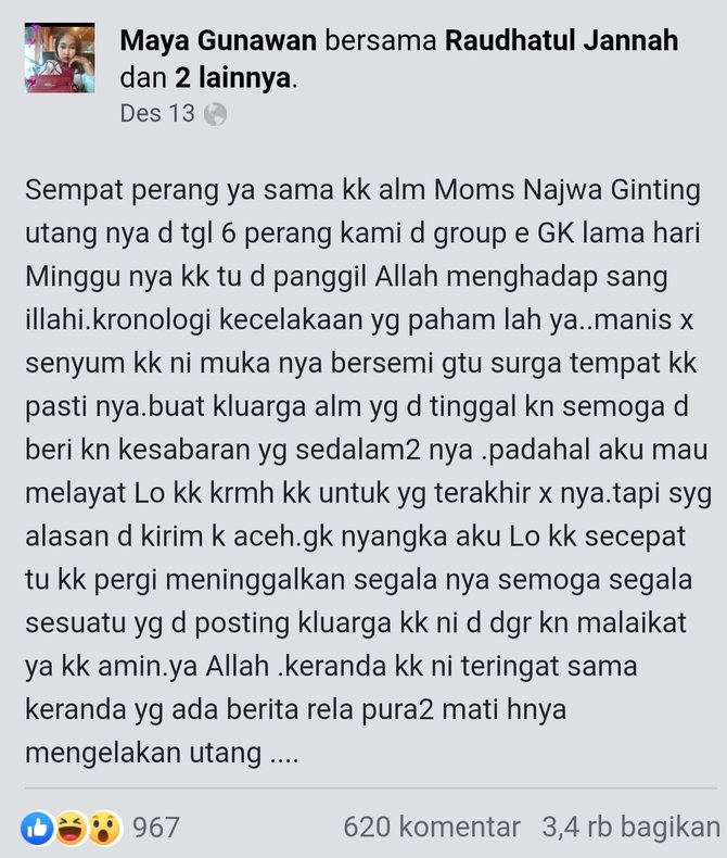 ditagih utang wanita ini diduga pura pura meninggal posting jenazah di akun anak