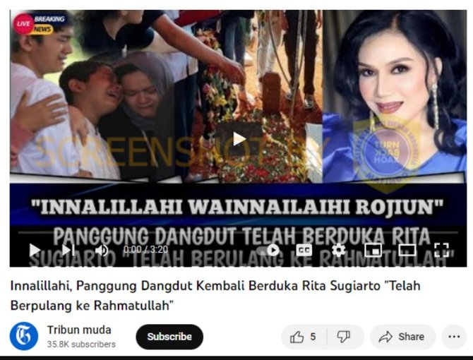 cek fakta hoaks kabar penyanyi dangdut rita sugiarto meninggal dunia