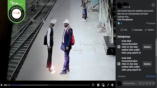cek fakta tidak benar pria tersengat listrik saat pakai headset bluetooth di stasiun