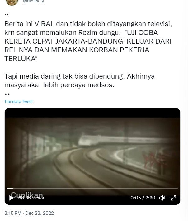 cek fakta ini bukan video kecelakaan kereta cepat jakarta bandung simak faktanya