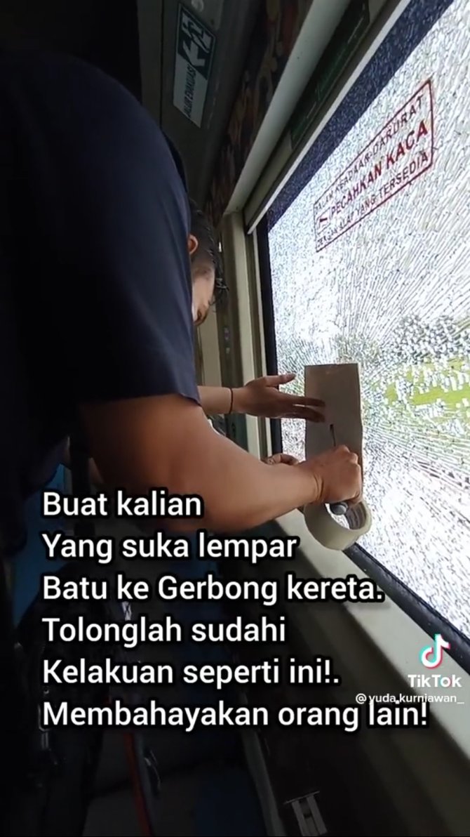 viral kereta api dilempari batu hingga kaca pecah bikin ngeri sekalogus miris