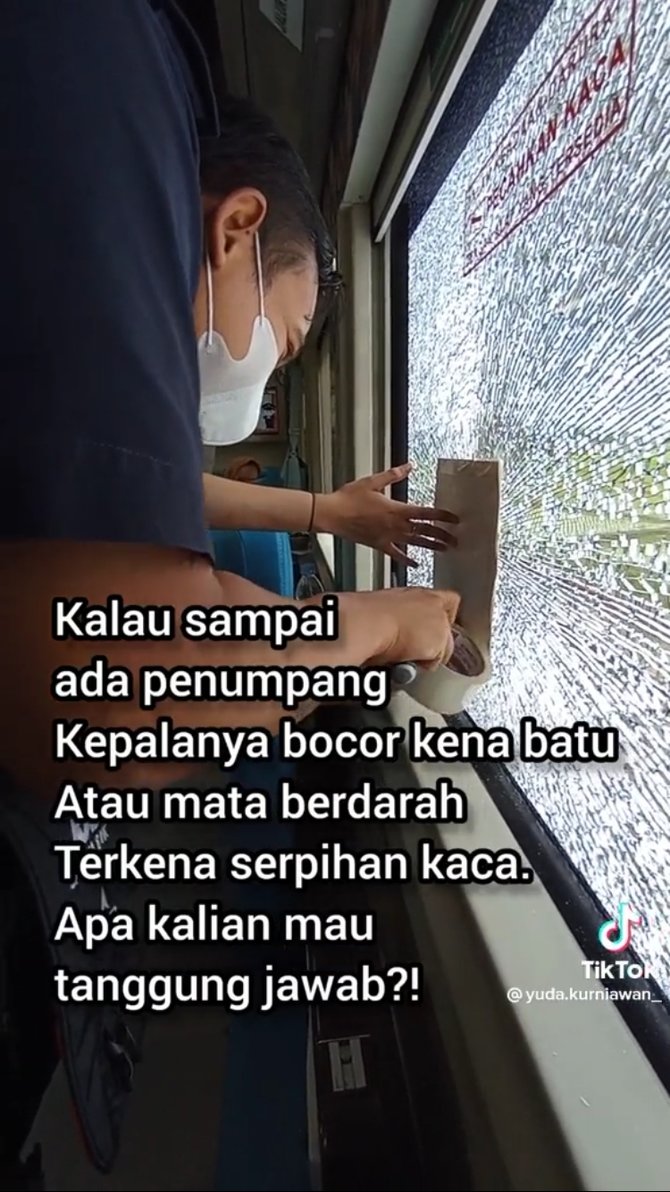 viral kereta api dilempari batu hingga kaca pecah bikin ngeri sekalogus miris