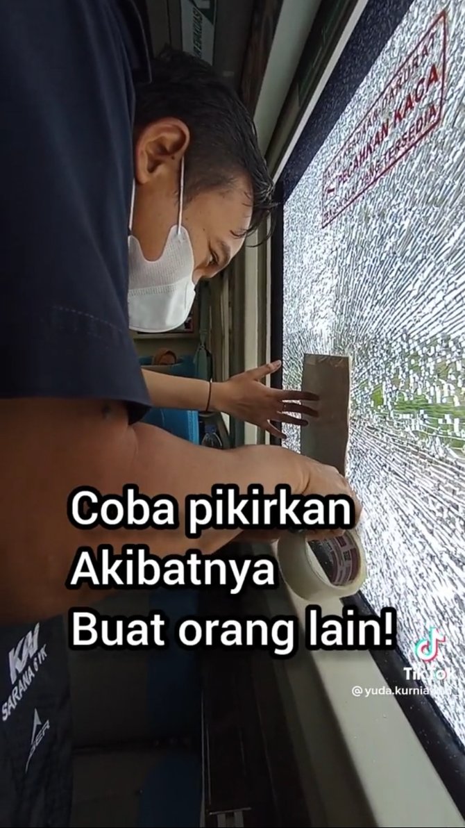 viral kereta api dilempari batu hingga kaca pecah bikin ngeri sekalogus miris