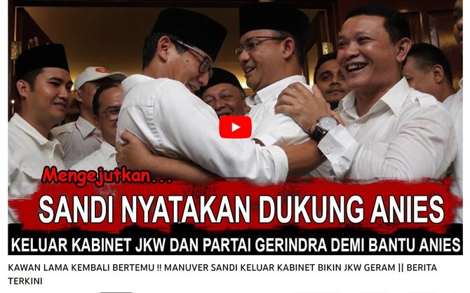 cek fakta tidak benar video sandiaga keluar dari kabinet jokowi demi dukung anies