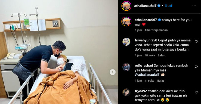 athalla naufal temani ibunda venna melinda di rumah sakit