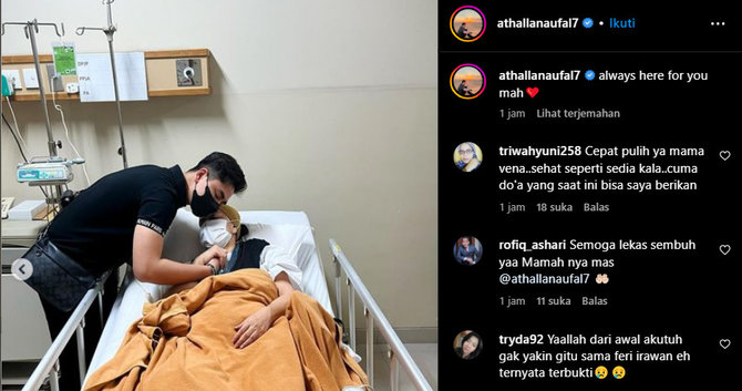 athalla naufal temani ibunda venna melinda di rumah sakit