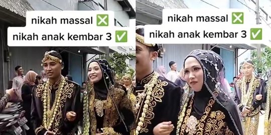 Kompak dari Lahir hingga Menikah, Wanita Kembar 3 Ini Gelar Resepsi Bareng