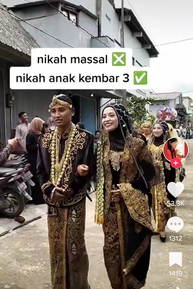 bak nikah massal pernikahan wanita kembar 3 ini viral