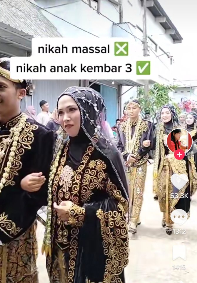 bak nikah massal pernikahan wanita kembar 3 ini viral