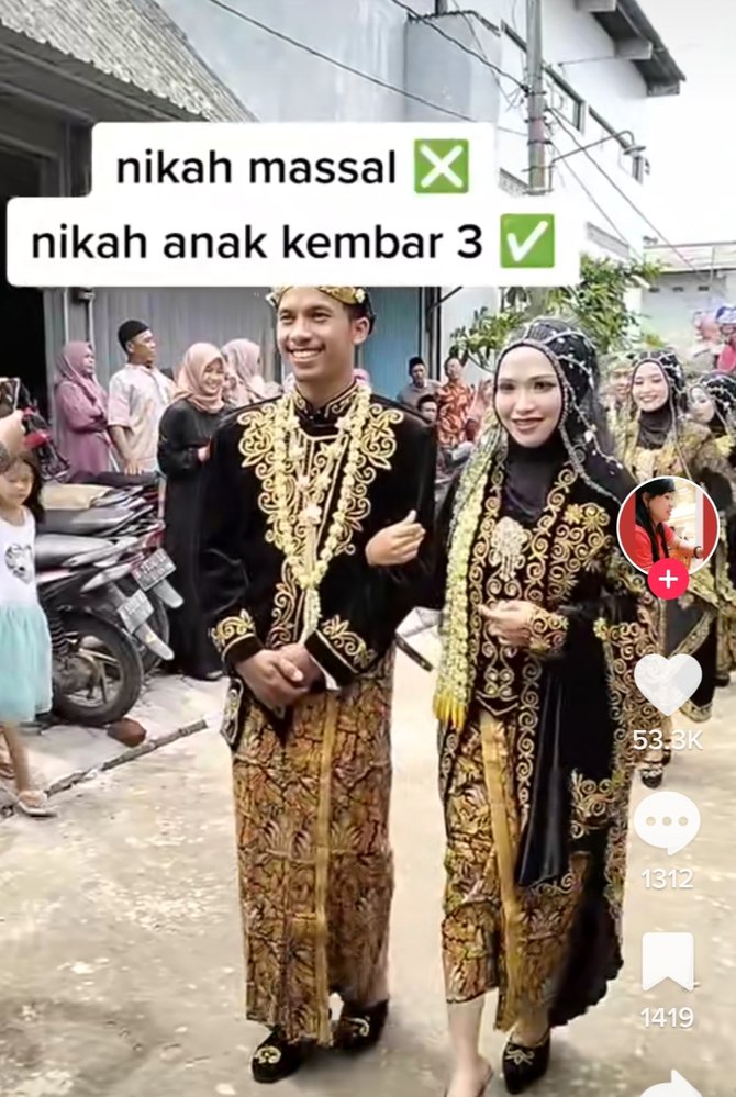 bak nikah massal pernikahan wanita kembar 3 ini viral