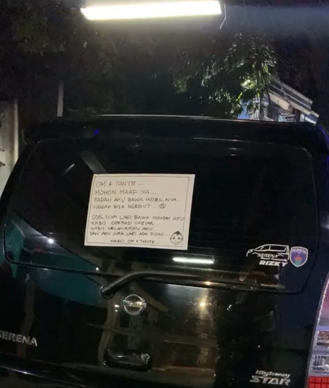 viral ayah tulis pesan di belakang mobil dengan sudut pandang anak bikin gemas