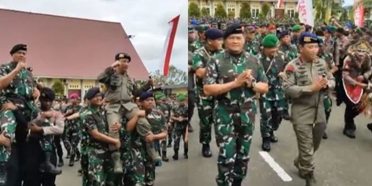 Momen Istimewa Panglima TNI Dibopong Brimob, Kapolri Dibopong Prajurit TNI