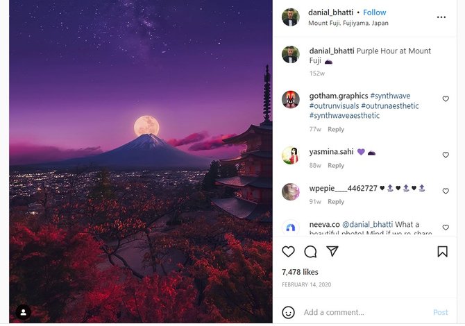 cek fakta tidak benar foto bulan purnama di atas gunung fuji