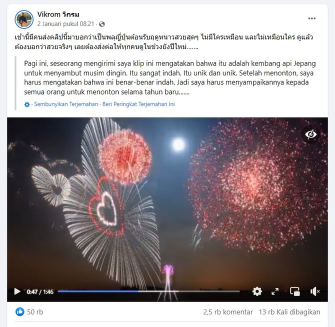 cek fakta video ini bukan pesta kembang api untuk sambut musim dingin di jepang