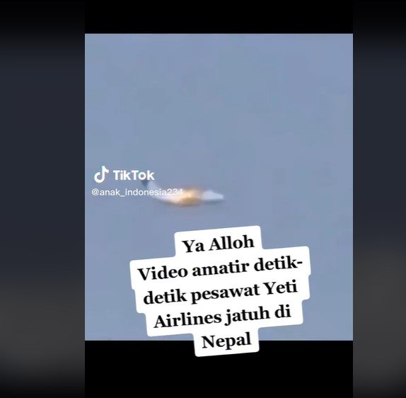 cek fakta video ini bukan detik detik jatuhnya yeti airline di nepal