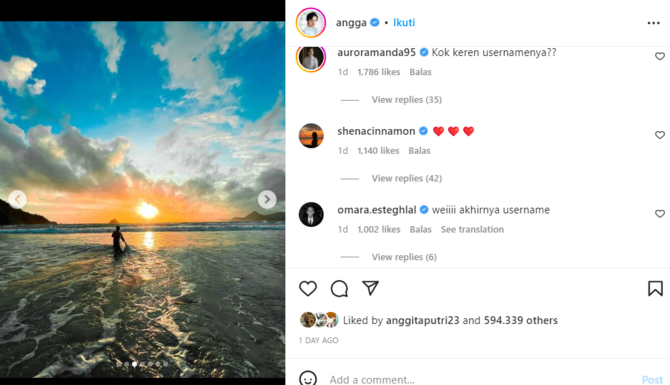 angga yunanda ubah nama akun instagram jadi lebih simpel banjir komentar warganet