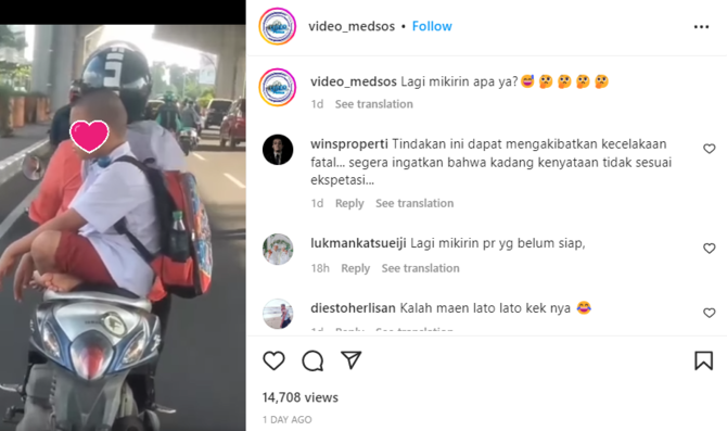 viral aksi bocah duduk bersila saat dibonceng ini jadi sorotan bikin ngeri