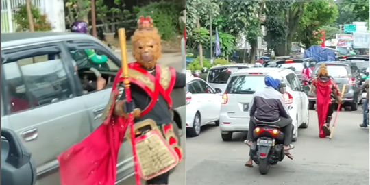 Viral Pria Berkostum Sun Go Kong Bantu Damkar Buka Jalan saat Macet, Banjir Pujian