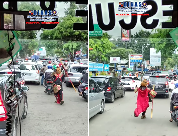 viral pria cosplay sun go kong ini bantu damkar buka jalan banjir pujian