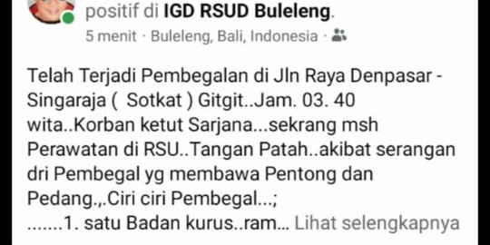 Viral Pengendara Dianiaya Dua Orang Tak Dikenal di Buleleng, Polisi: Bukan Begal